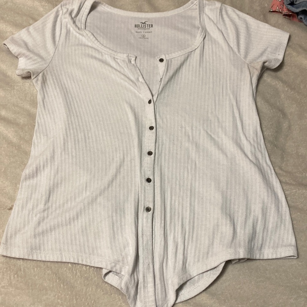 Hollister white button short. Size small